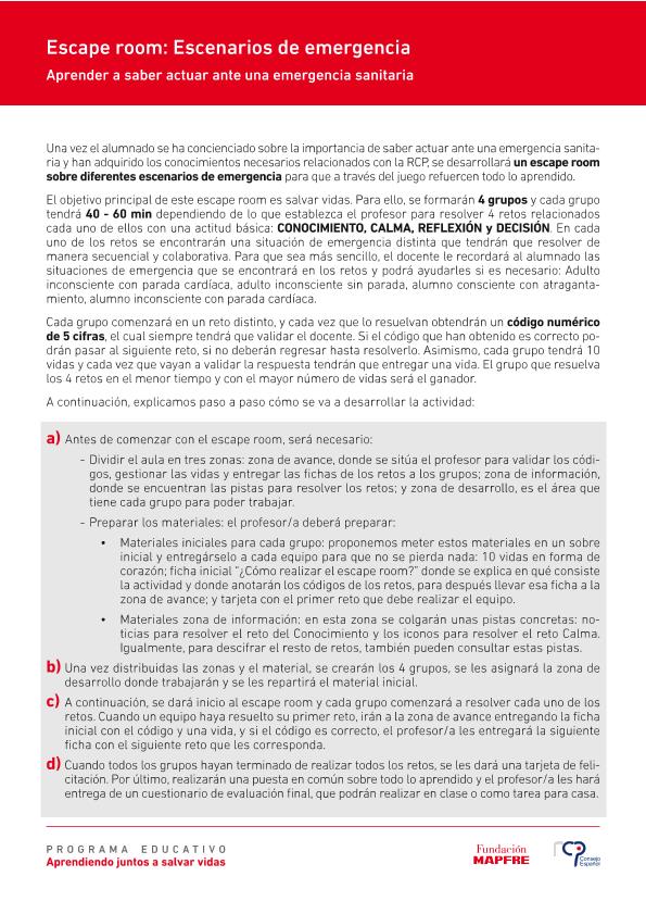 Ficha explicativa del Escape room